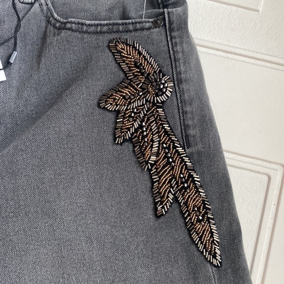 NWT Express Super High Waisted Black Beaded Side Slim Jeans 6R - Picture 8 of 10